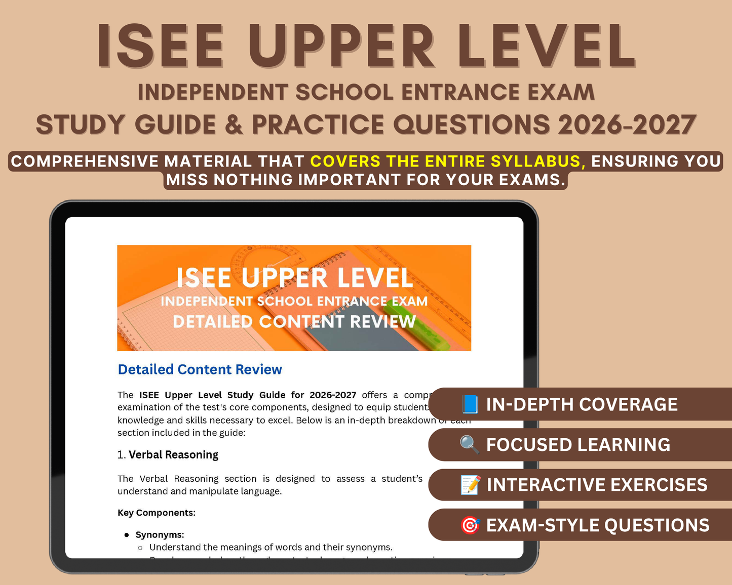 ISEE Upper Level Exam Prep 2026-2027: In-Depth Content Review, Practice Tests & Exam Tips Independent School Entrance Exam