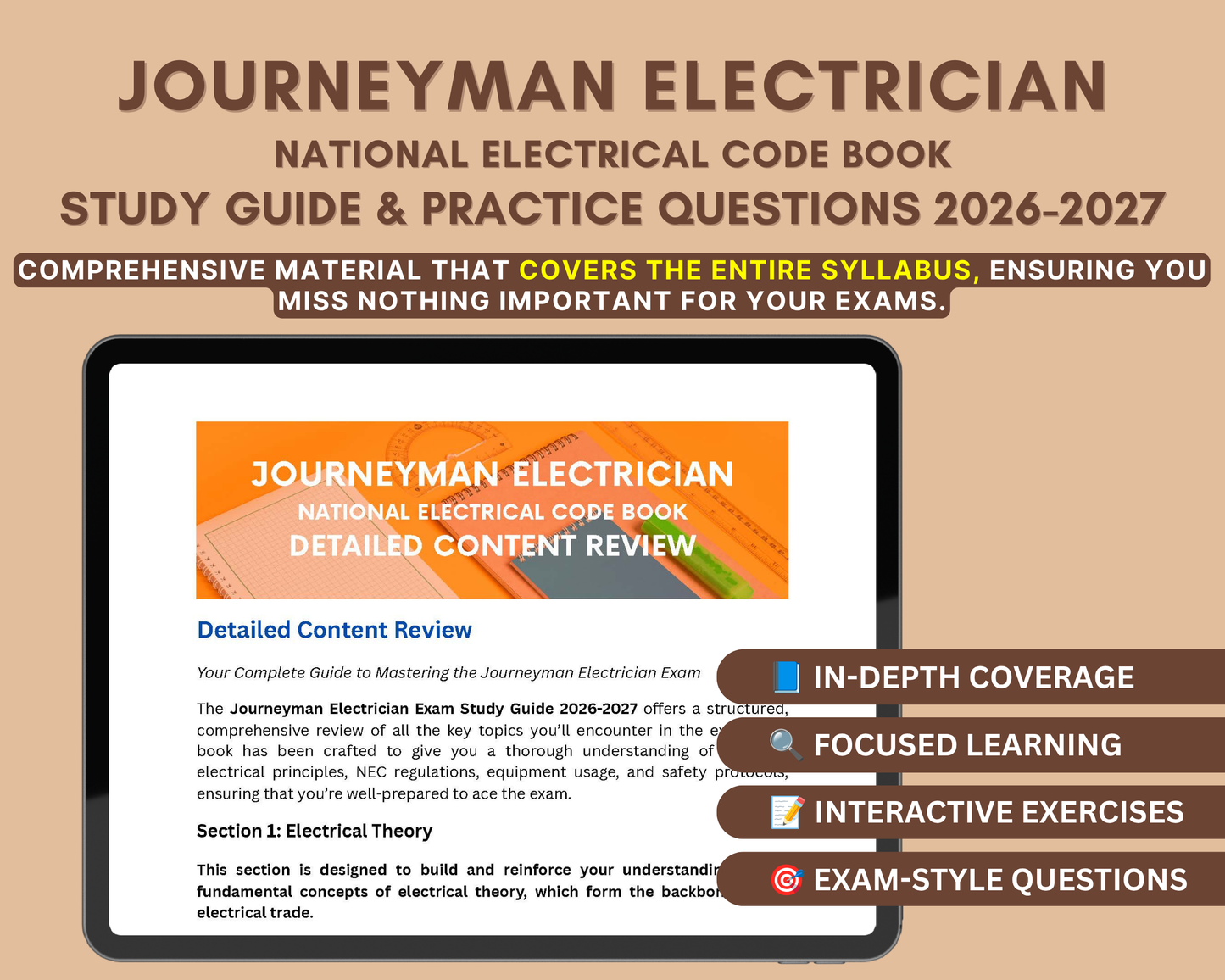Journeyman Electrician Exam Prep 2026-2027: In-Depth Content Review, Practice Tests & Exam Tips for Aspiring Electricians!
