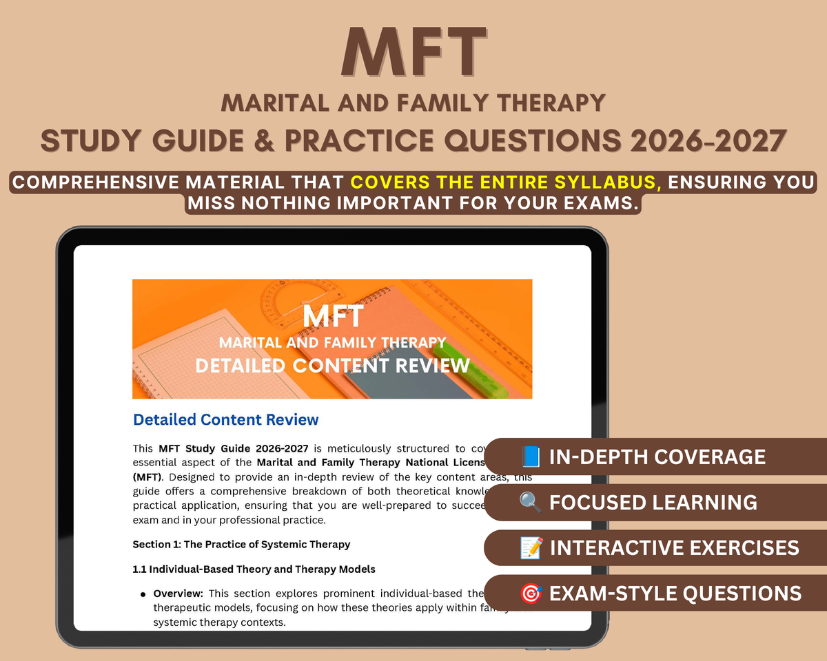 MFT Exam Study Guide 2026-2027: In-Depth Content Review, Practice Tests & Exam Strategies for Aspiring Therapists!