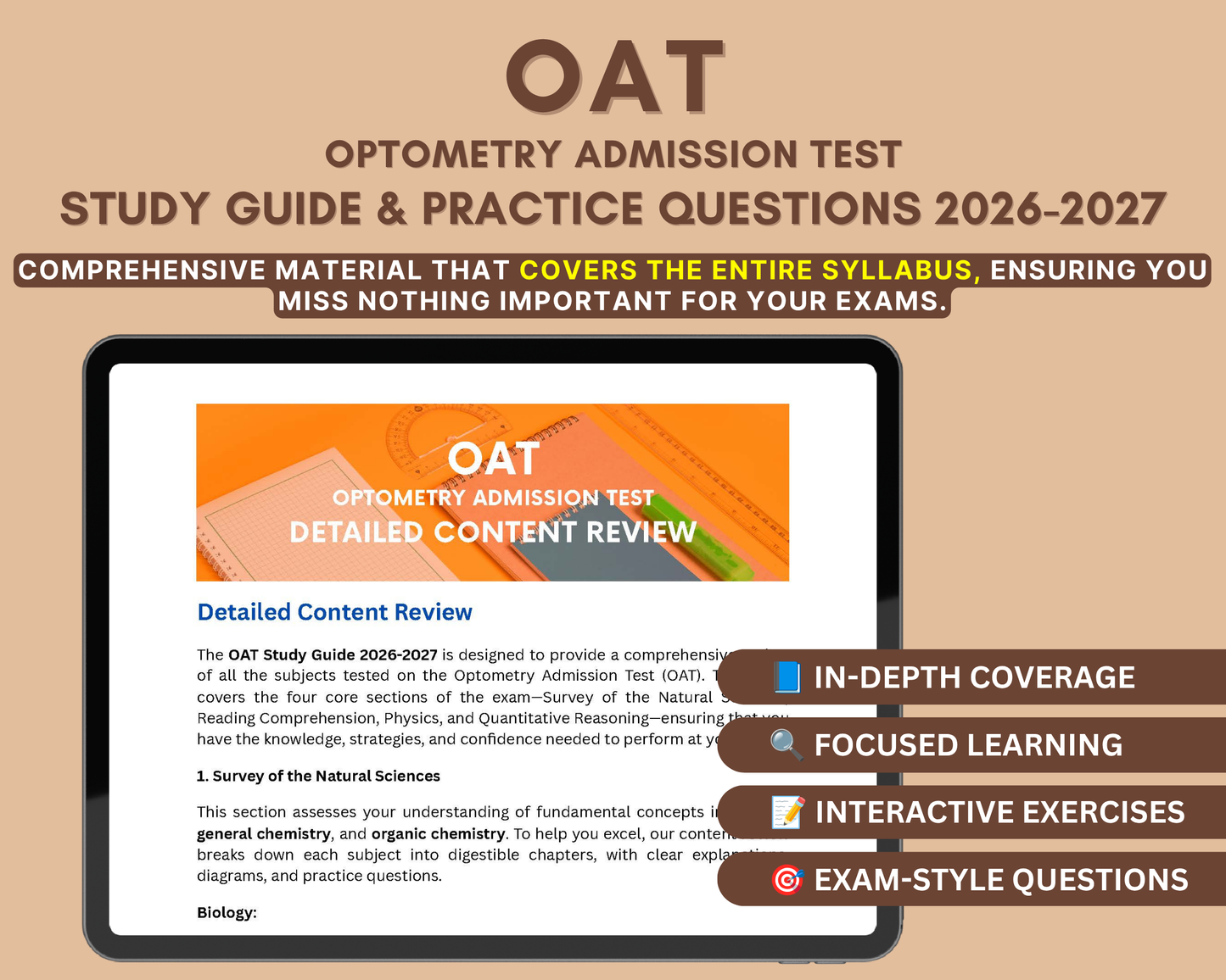 OAT Prep Study Guide 2026-2027: In-Depth Content Review, Practice Tests & Exam Strategies for Optometry Admission Test