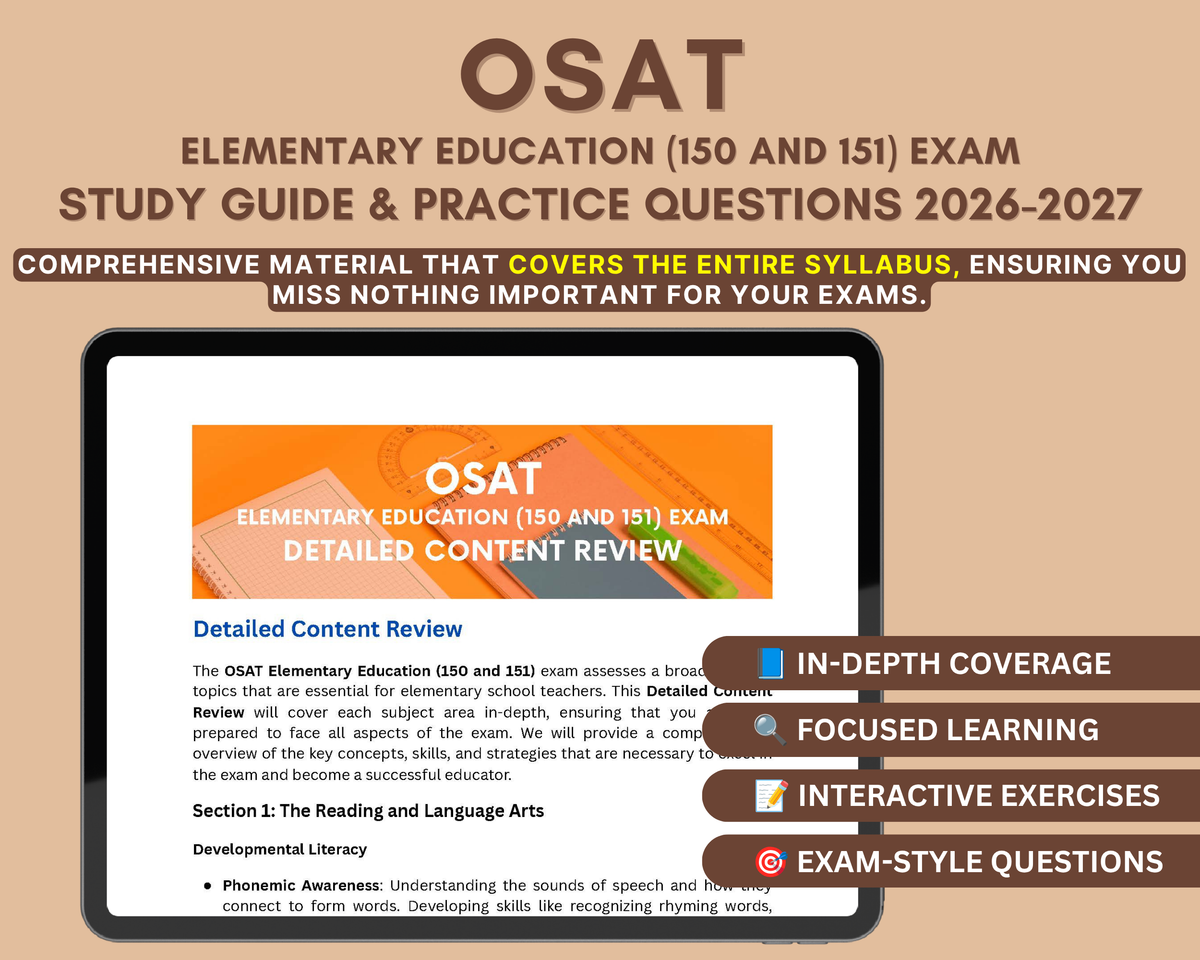 OSAT Elementary Education (150 and 151) Study Guide 2026-2027