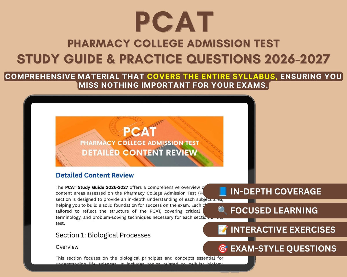 PCAT Study Guide 2026-2027: In-Depth Content Review, Practice Tests & Exam Strategies for Pharmacy College Admission Test