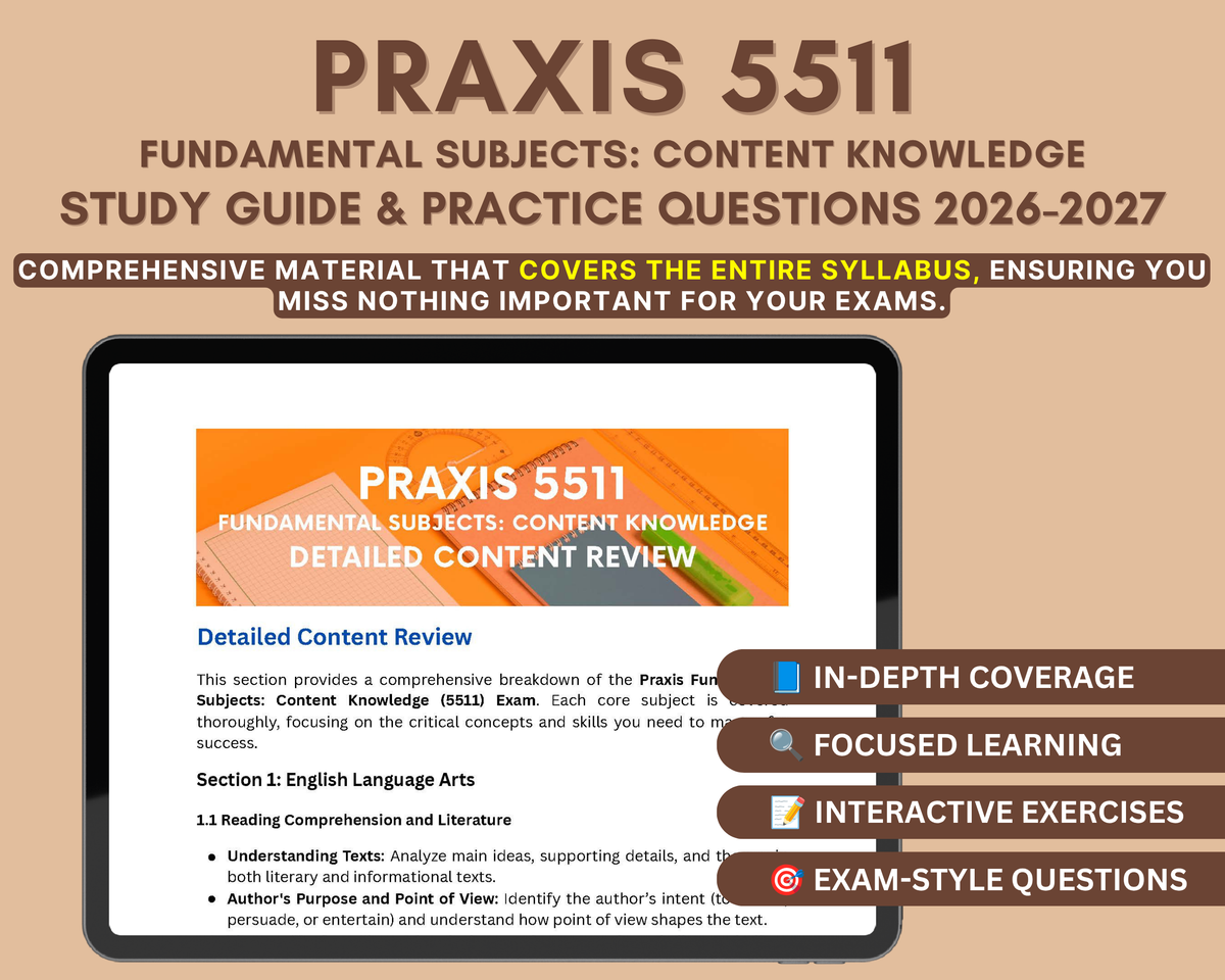Praxis Fundamental Subjects: Content Knowledge (5511) Exam Study Guide 2026-2027