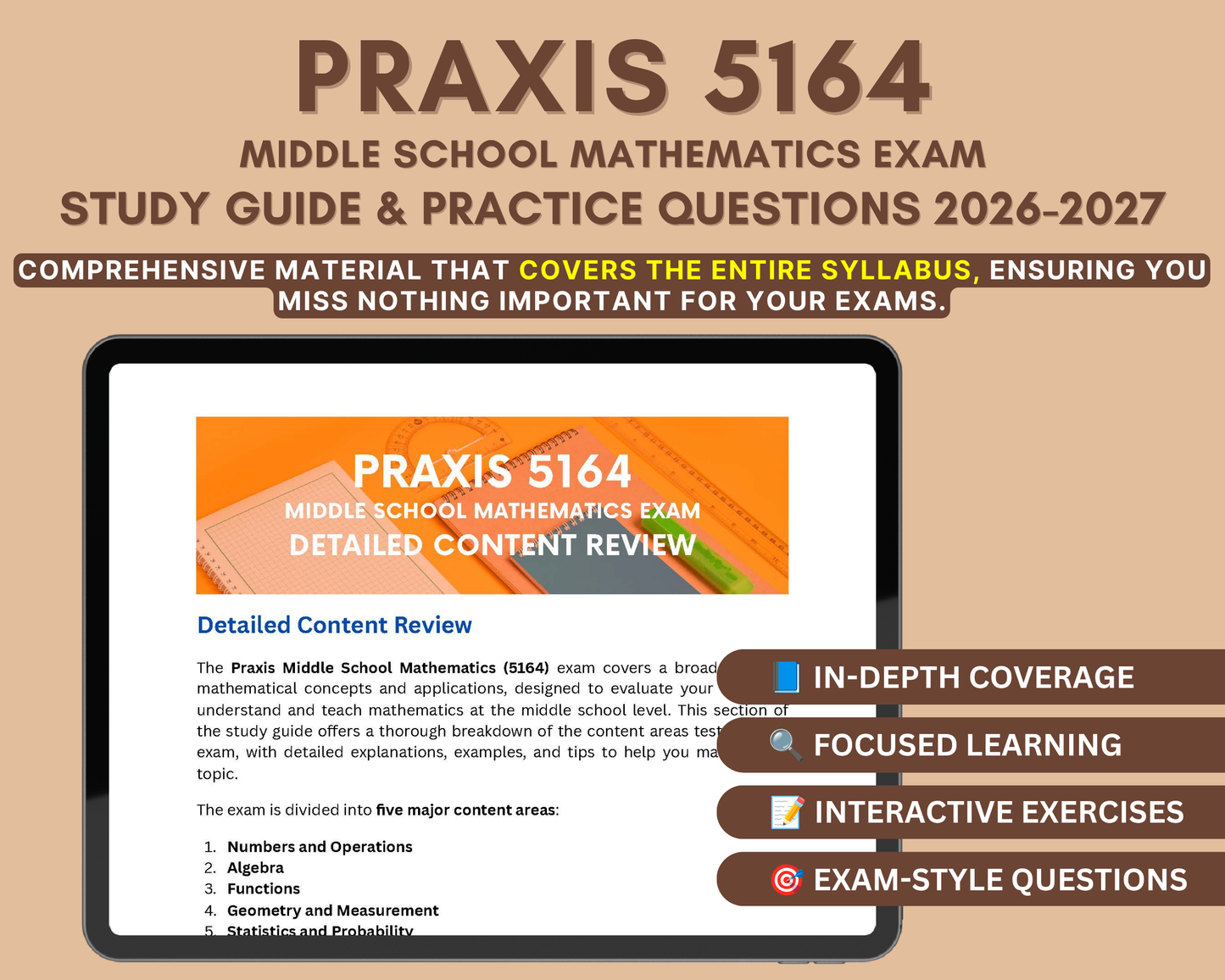 Praxis Middle School Mathematics (5164) Study Guide 2026-2027