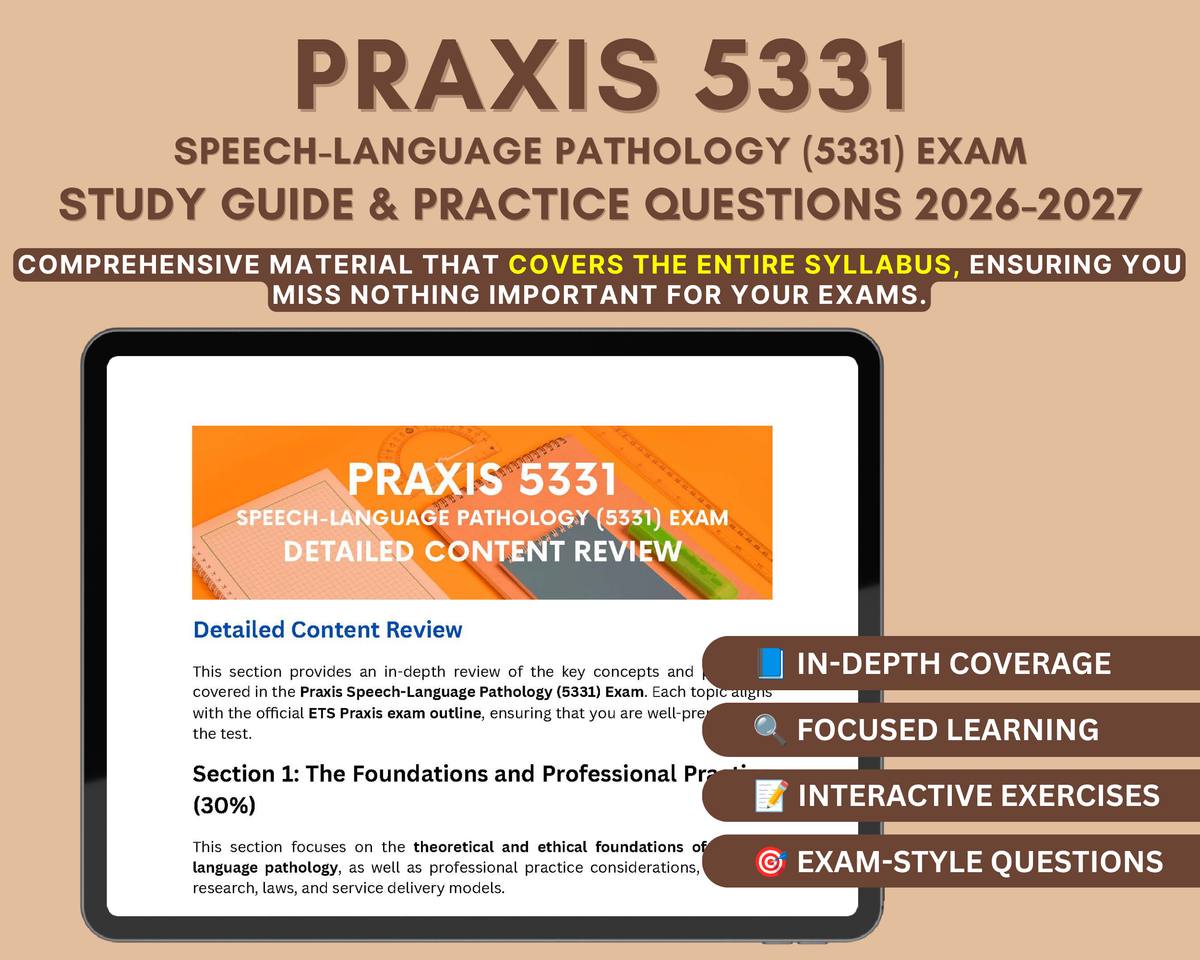 Praxis Speech-Language Pathology (5331) Study Guide 2026-2027
