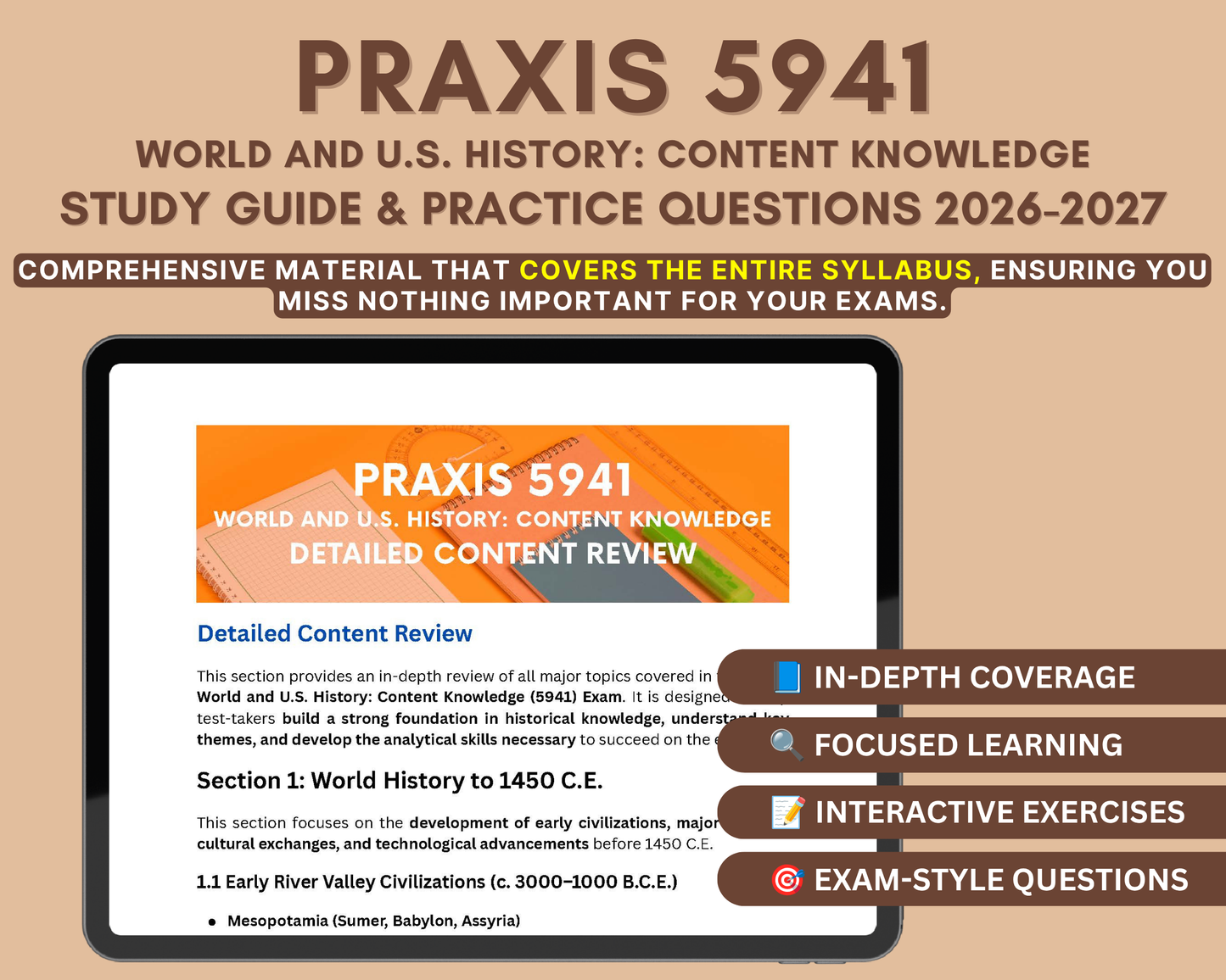 Praxis World and U.S. History: Content Knowledge (5941) Exam Study Guide 2026-2027
