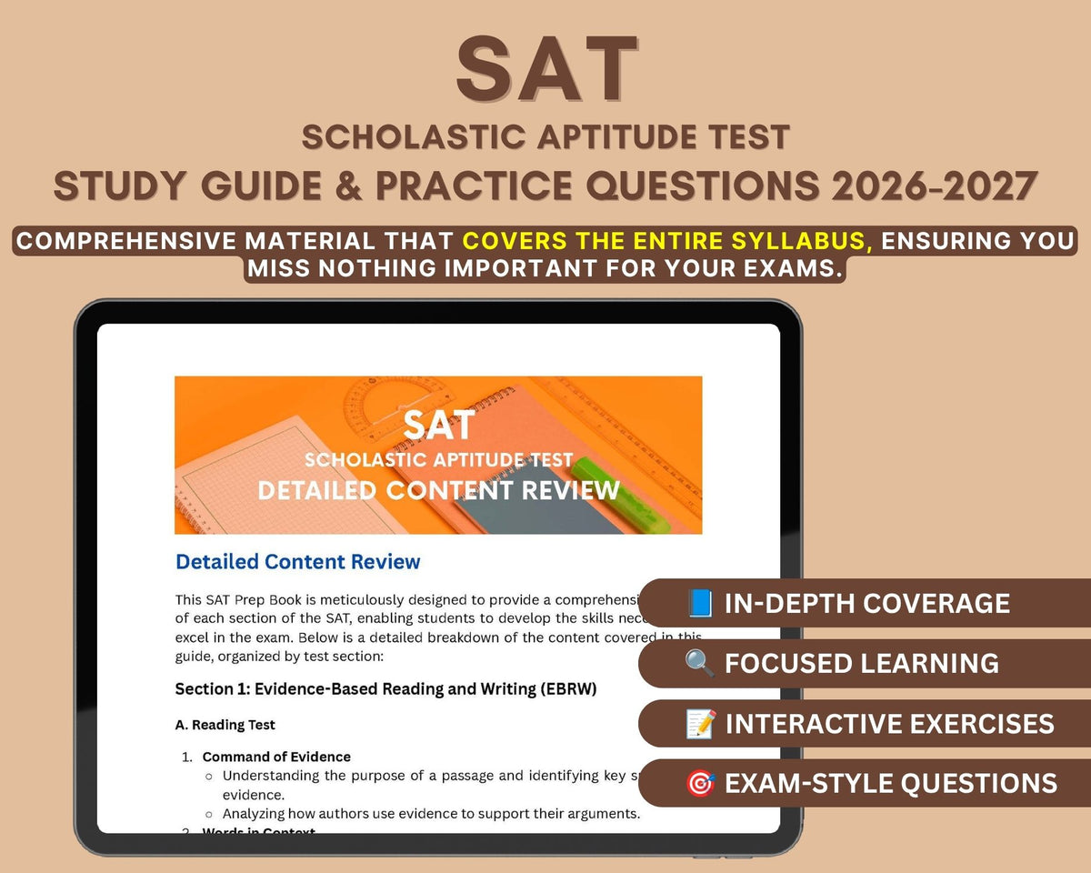 SAT Exam Prep 2026-2027: Comprehensive Study Guide with In-Depth Content Review, Practice Tests & Exam Strategies