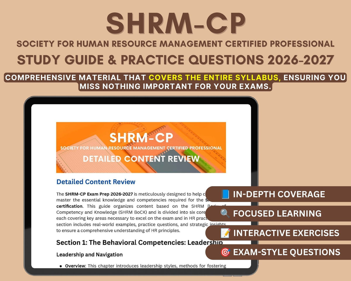 SHRM-CP Exam Study Guide 2026-2027: Master Your HR Certification with In-Depth Content Review, Practice Tests & Exam Tips