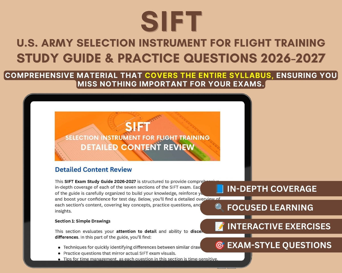 SIFT Exam Study Guide 2026-2027: Ace U.S. Army Aviation Test with 200+ Practice Questions & Detailed Answers