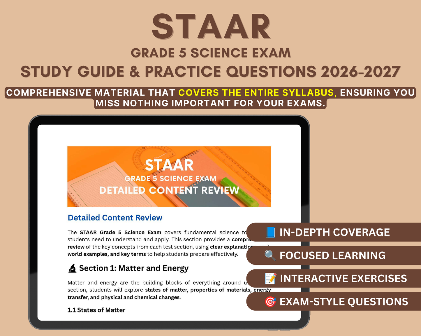 STAAR Test Prep Guide Grade 5 Science 2026-2027