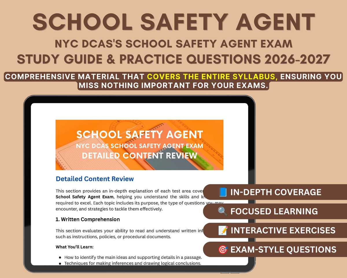 School Safety Agent Exam Study Guide 2026-2027