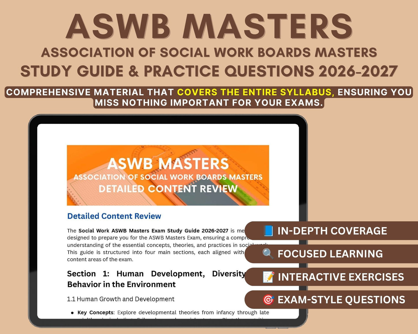 ASWB Masters Exam Study Guide 2026-2027: In-Depth Content Review, and Practice Tests for Social Work Licensure Success