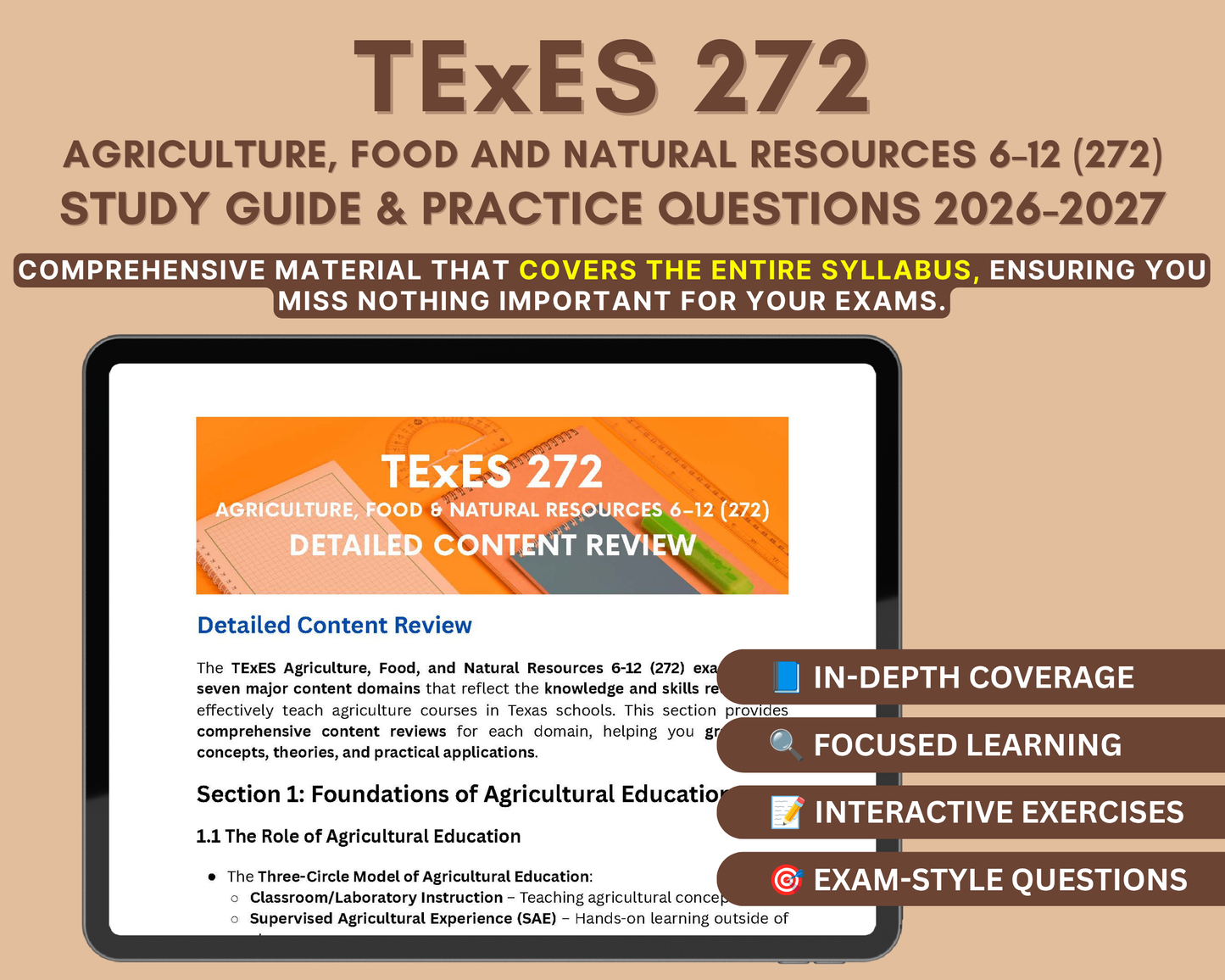 TExES Agriculture, Food and Natural Resources 6-12 (272) Study Guide 2026-2027