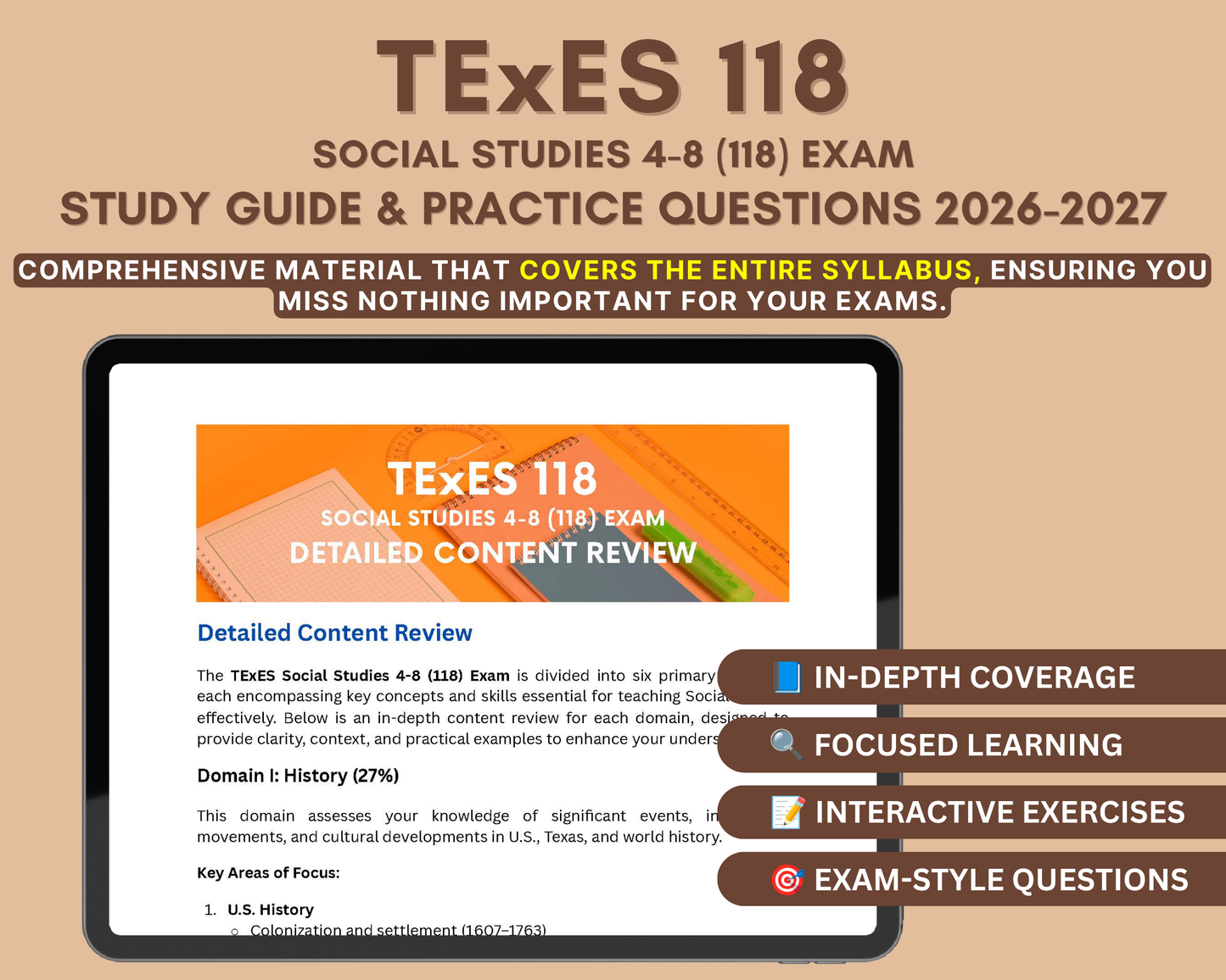 TExES Social Studies 4-8 (118) Study Guide 2026-2027