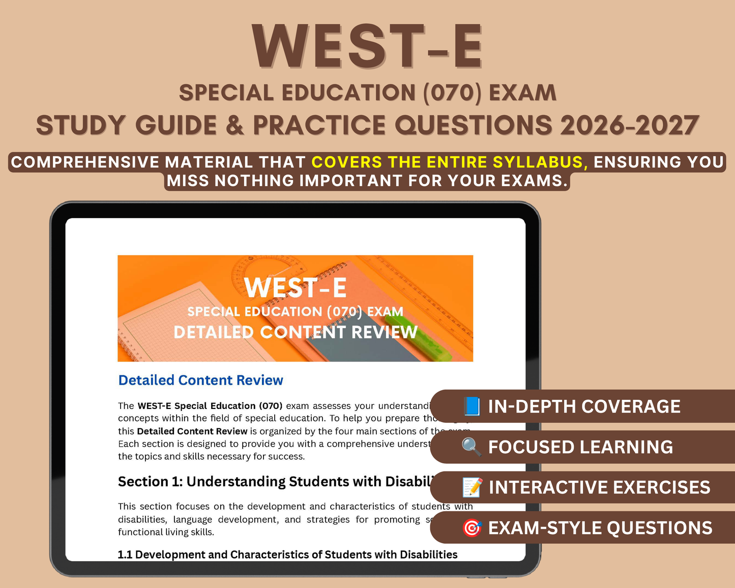 WEST-E Special Education (070) Study Guide 2026-2027