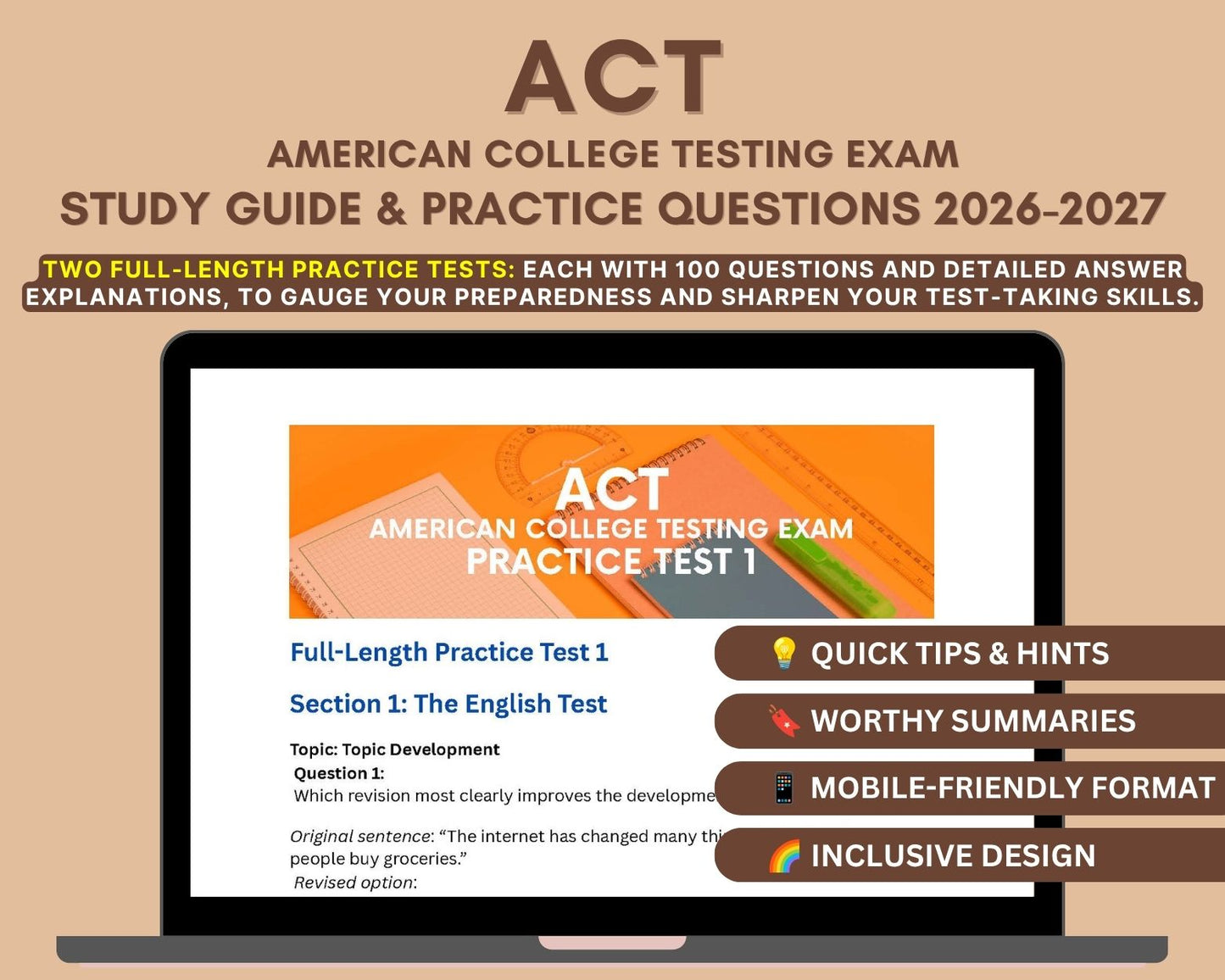 ACT Prep Book 2026-2027: College Admissions Study Guide - Boost Scores, Master Test-Taking Strategies, Achieve Success
