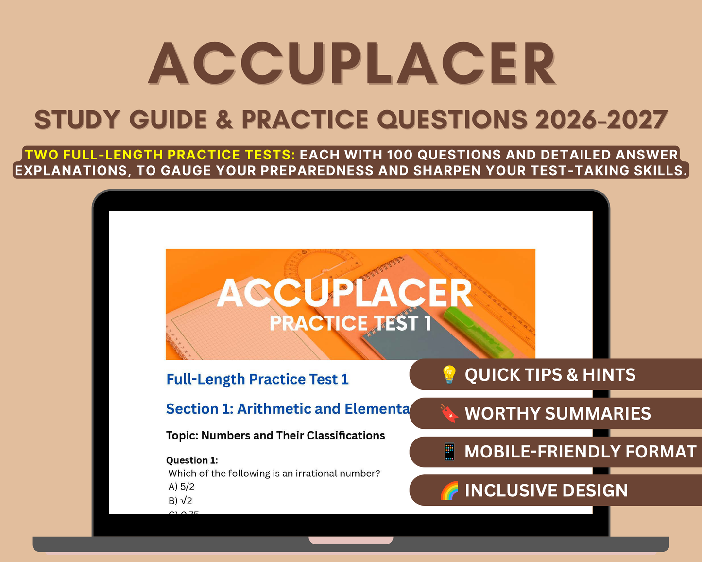 Accuplacer Study Guide 2026-2027