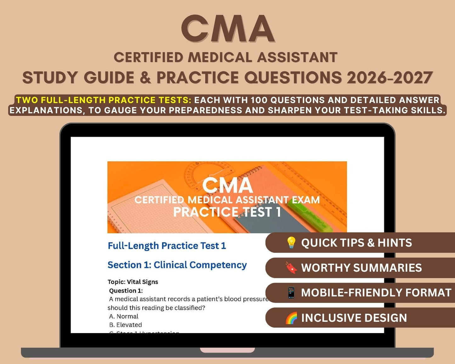 CMA Study Guide 2026-2027: In-Depth Content Review, Practice Tests & Exam Strategies for Medical Assistant Exam - Clinical, Admin, and More