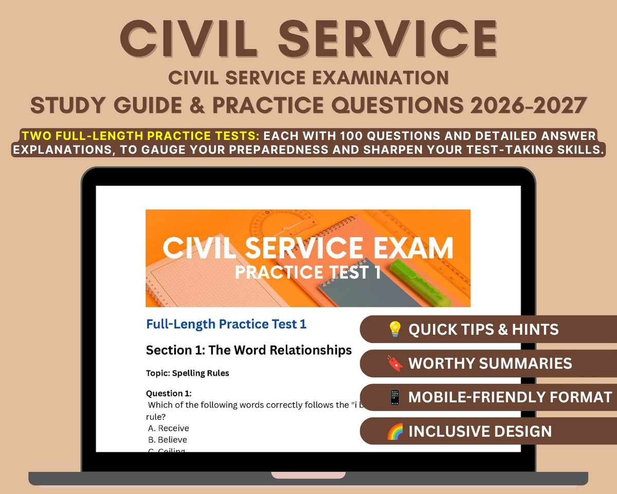 Civil Service Exam Prep 2026-2027: Master Key Subjects, 200+ Practice Questions, Detailed Answers and Strategies for Civil Service Aspirants