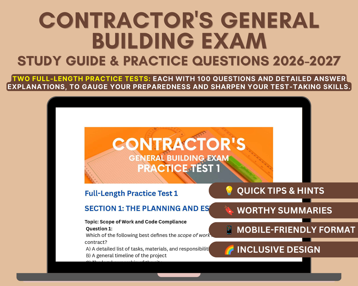 Contractor's General Building Exam Study Guide 2026-2027