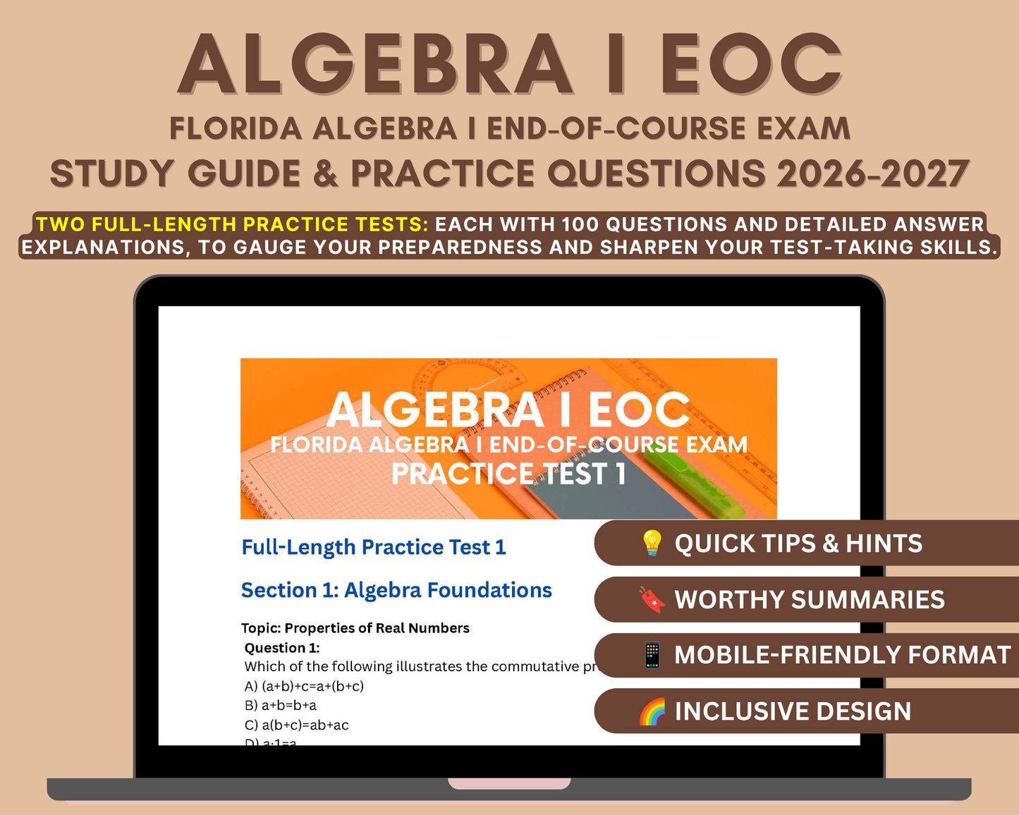 Florida Algebra I EOC Success Strategies Study Guide 2026-2027