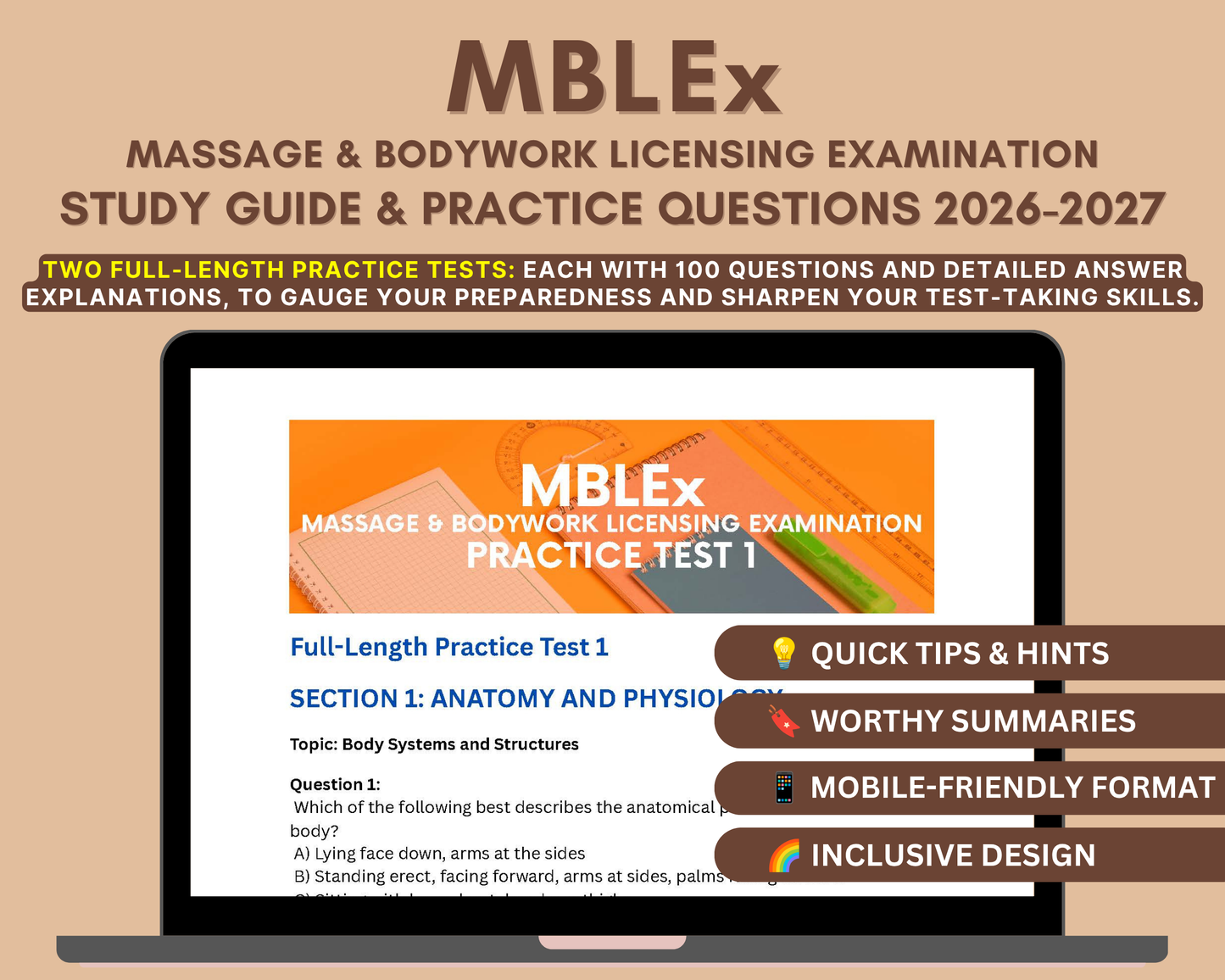 MBLEx Test Prep 2026-2027: Comprehensive Massage Therapy Exam Study Guide with In-Depth Content Review & Practice Tests