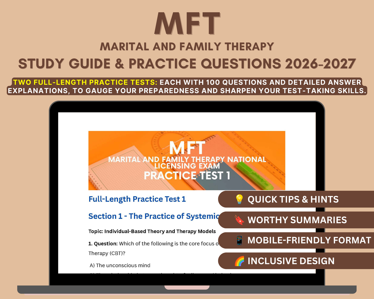 MFT Exam Study Guide 2026-2027: In-Depth Content Review, Practice Tests & Exam Strategies for Aspiring Therapists!
