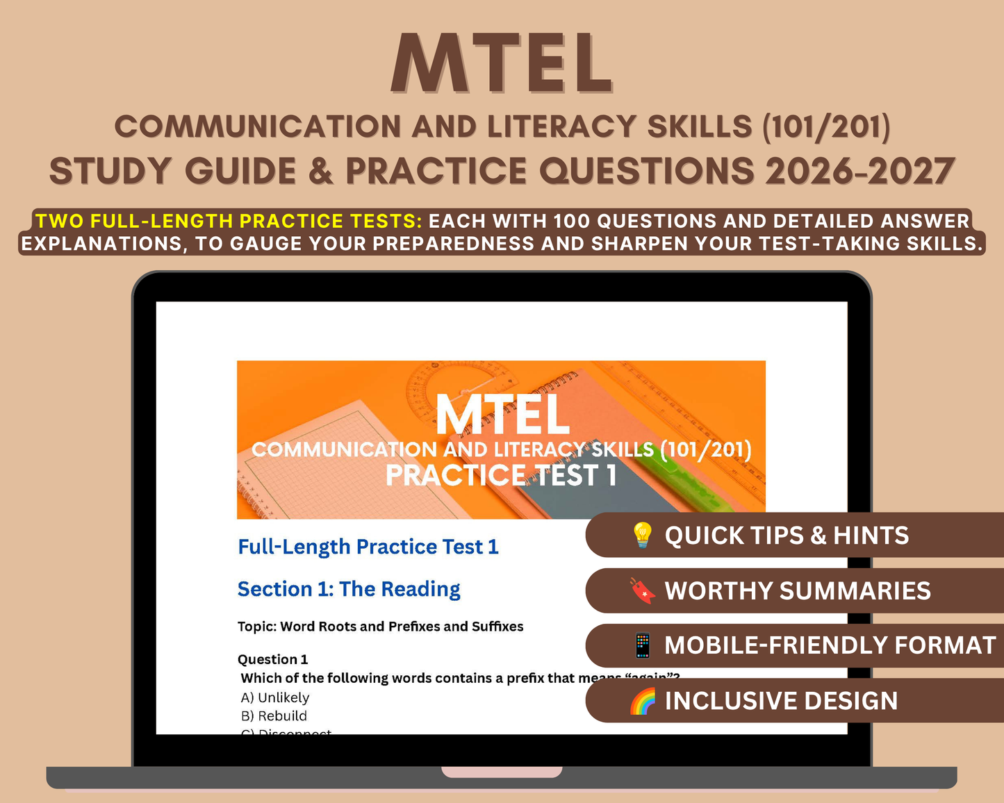 MTEL Communication and Literacy Skills (101/201) Study Guide 2026-2027