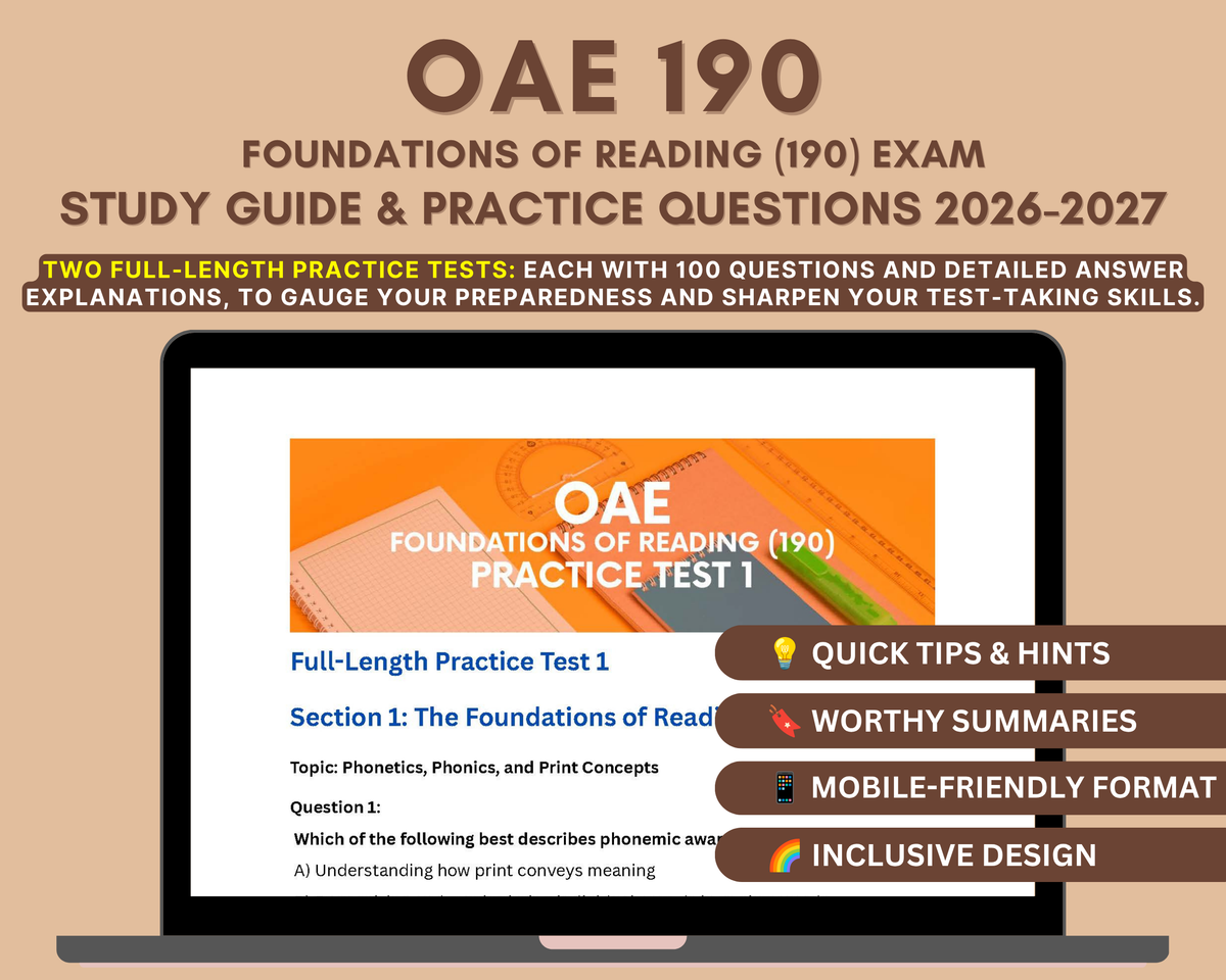 OAE Foundations of Reading (190) Study Guide 2026-2027