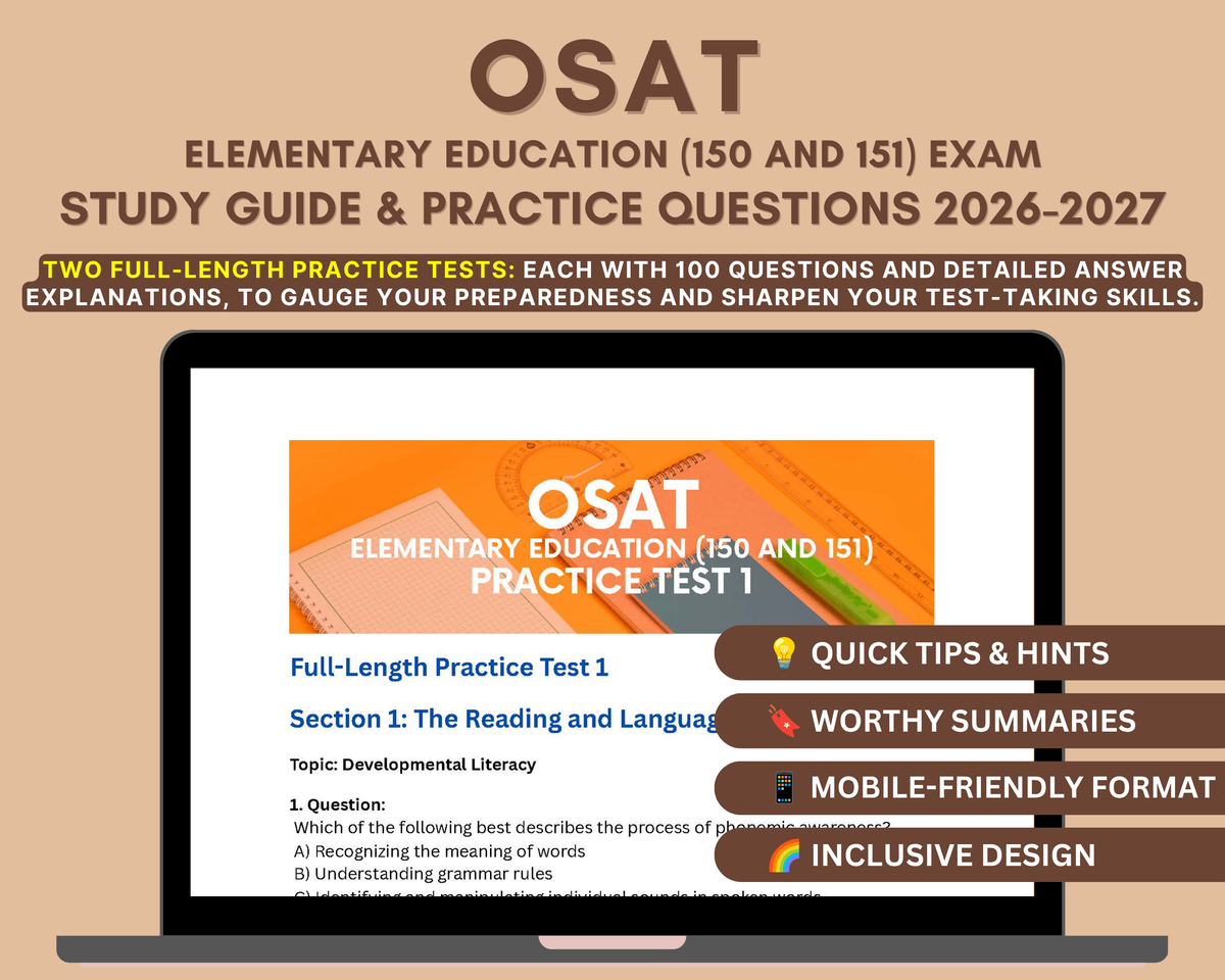 OSAT Elementary Education (150 and 151) Study Guide 2026-2027