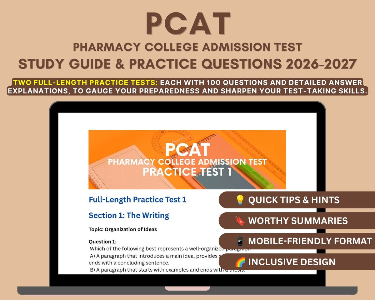 PCAT Study Guide 2026-2027: In-Depth Content Review, Practice Tests & Exam Strategies for Pharmacy College Admission Test