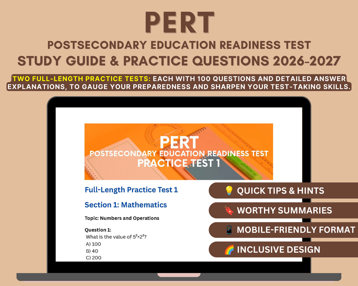 PERT Exam Study Guide 2026-2027: In-Depth Content Review, Practice Tests & Exam Strategies for College Readiness