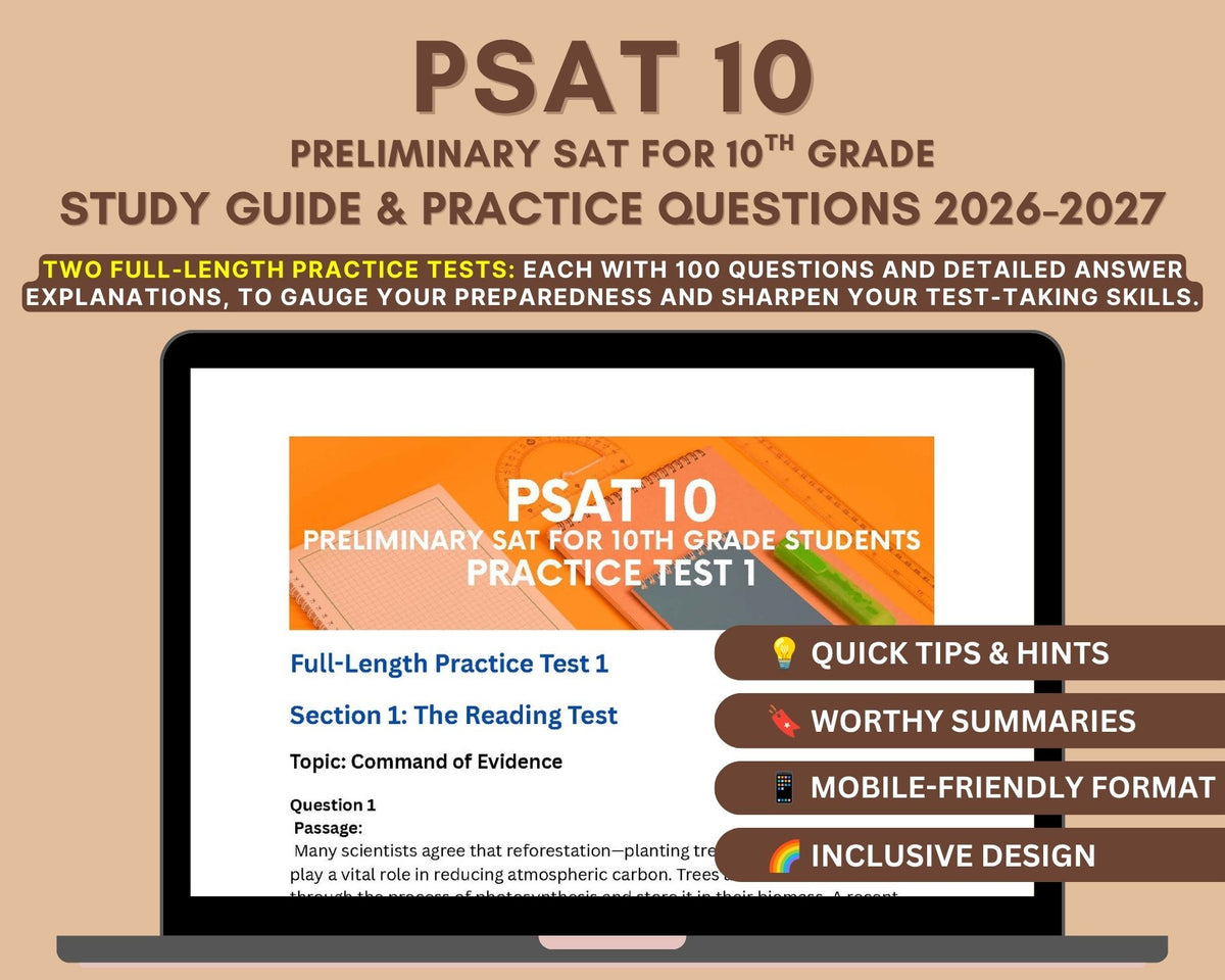 PSAT 10 Prep Book 2026-2027: Comprehensive Study Guide for Reading, Writing, & Math with Content Review, Practice Tests