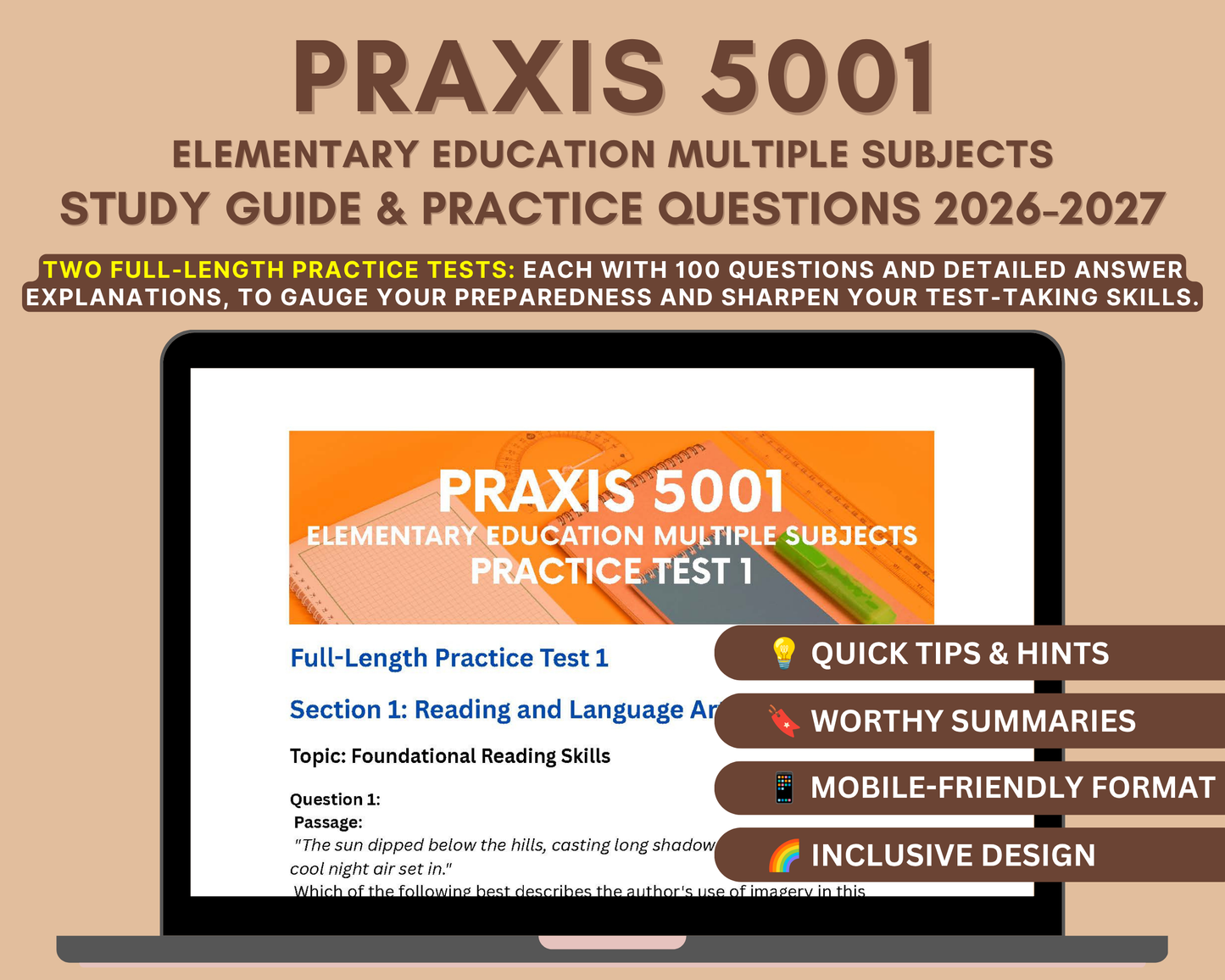 Praxis Elementary Education 5001 Study Guide 2026-2027: In-Depth Content Review, Practice Tests & Exam Strategies