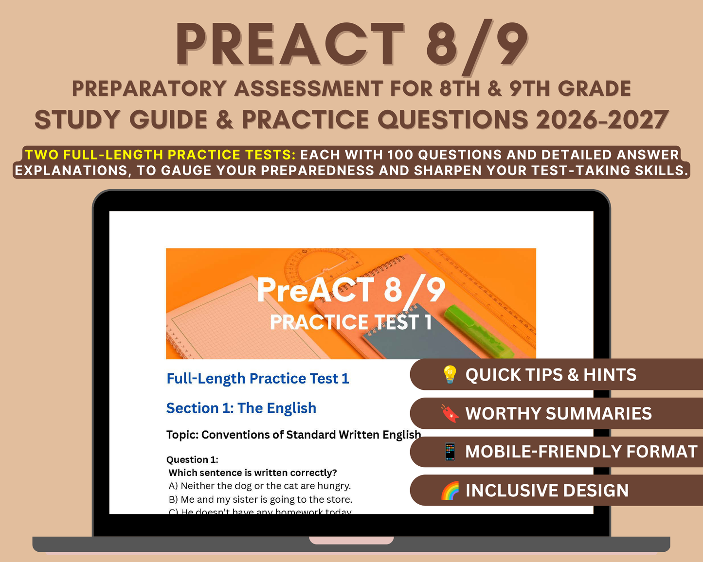 PreACT 8/9 Study Guide 2026-2027