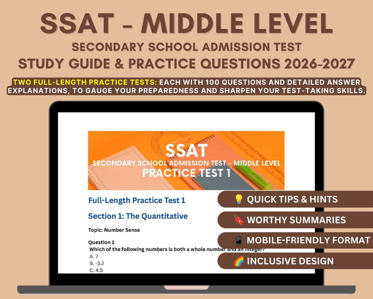 SSAT Middle Level Prep Book 2026-2027: In-Depth Content Review, and Practice Tests for Private School Admission Success