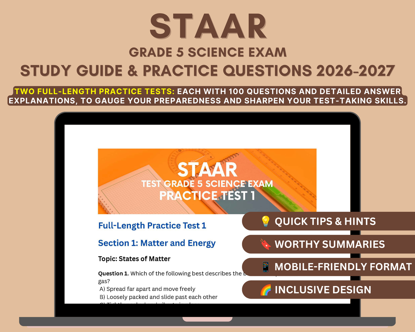 STAAR Test Prep Guide Grade 5 Science 2026-2027