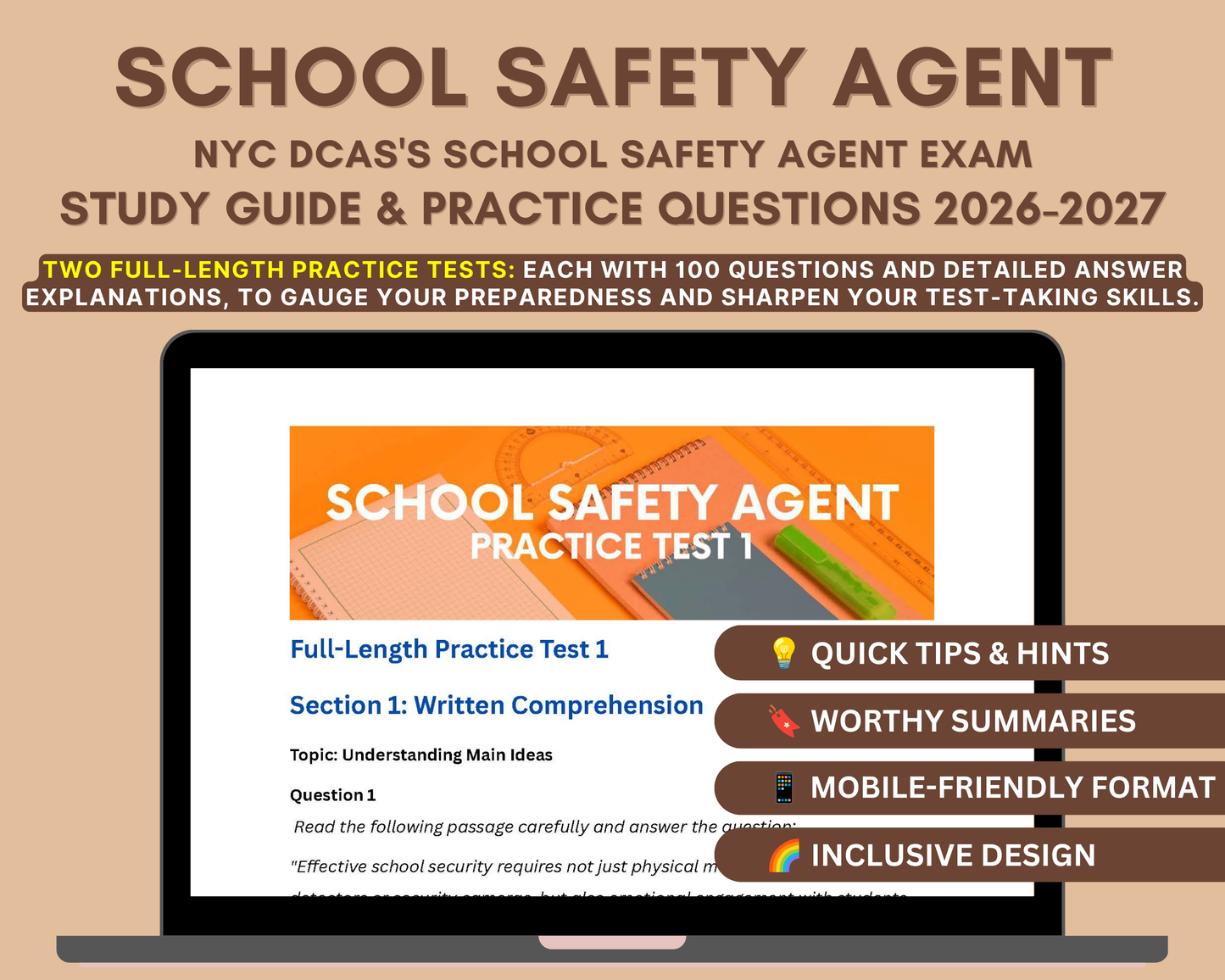 School Safety Agent Exam Study Guide 2026-2027