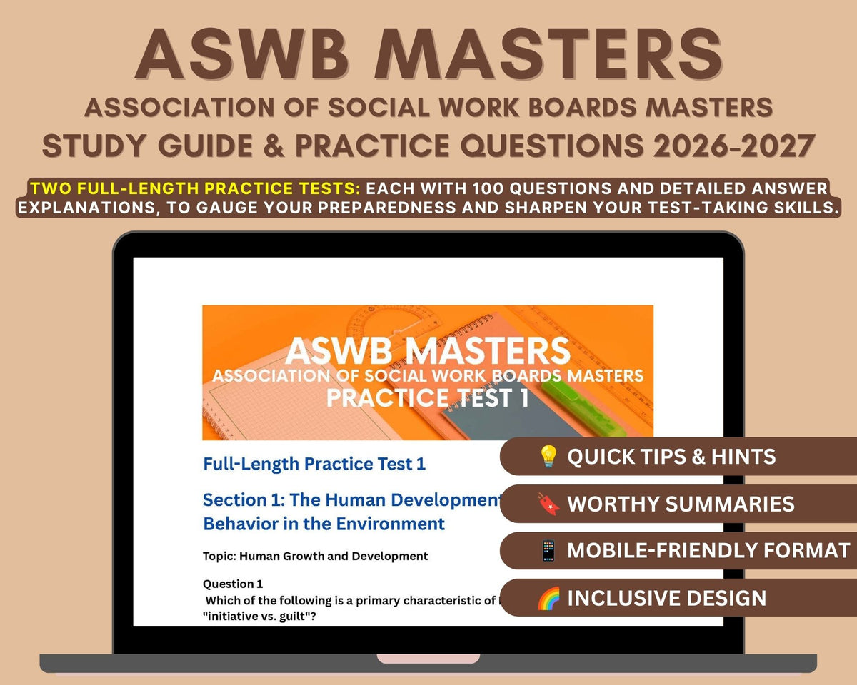 ASWB Masters Exam Study Guide 2026-2027: In-Depth Content Review, and Practice Tests for Social Work Licensure Success