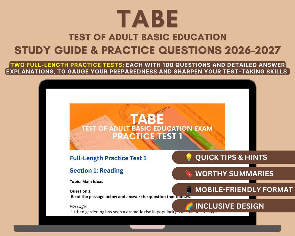 TABE Test Study Guide 2026-2027: Unlock Success with In-Depth Content Review, Practice Tests & Exam Strategies