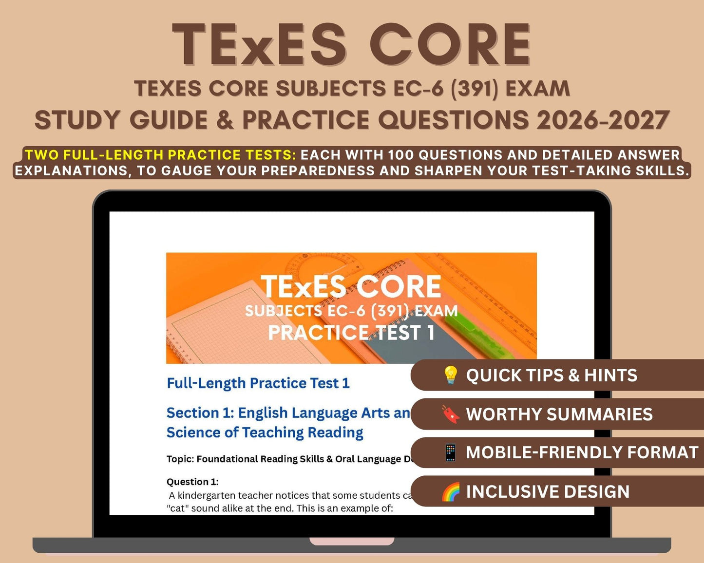 TExES Core Subjects EC-6 (391) Study Guide 2026-2027: Texas Educator Certification Prep with Practice Tests & Exam Tips