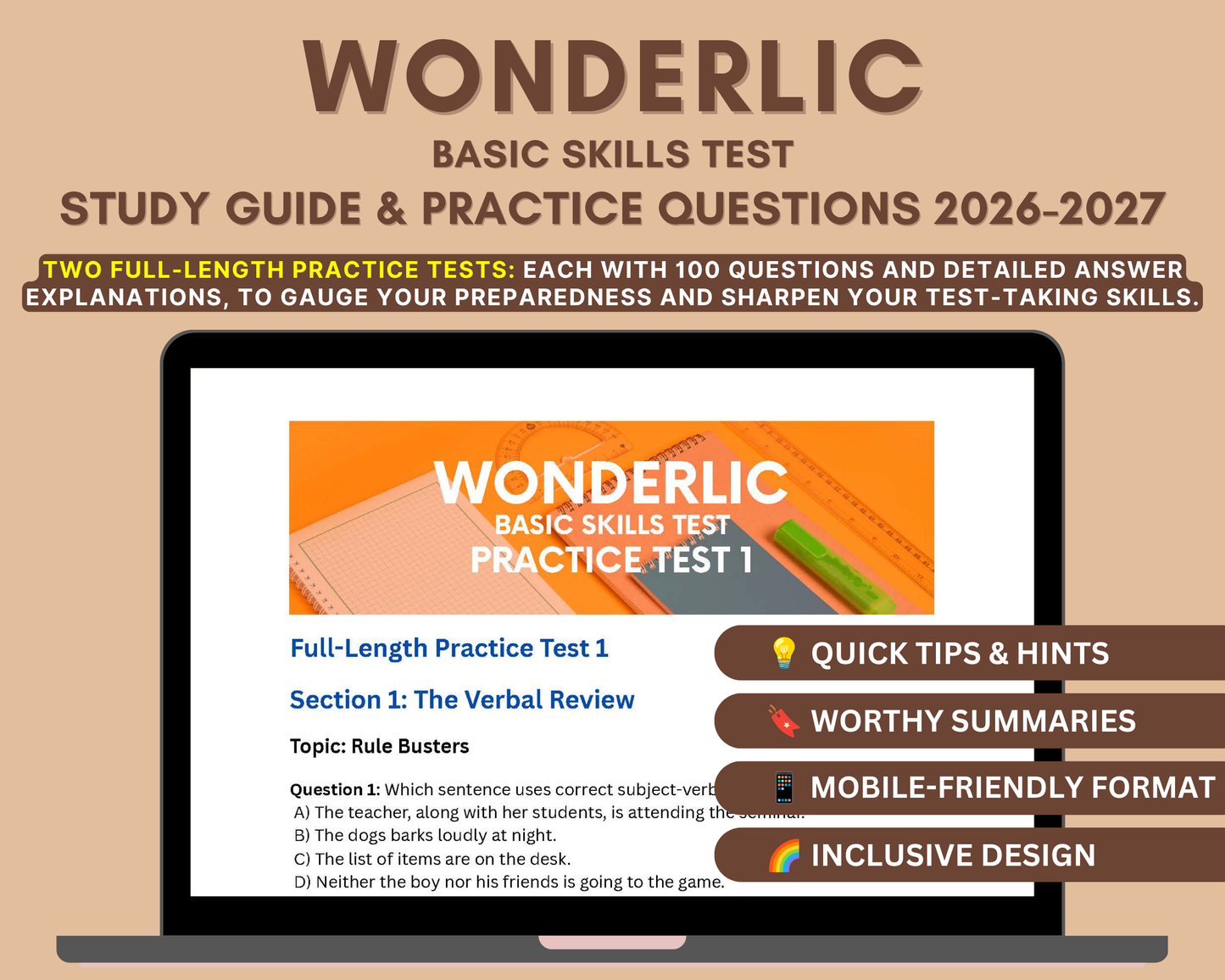 Wonderlic Basic Skills Test Study Guide 2026-2027