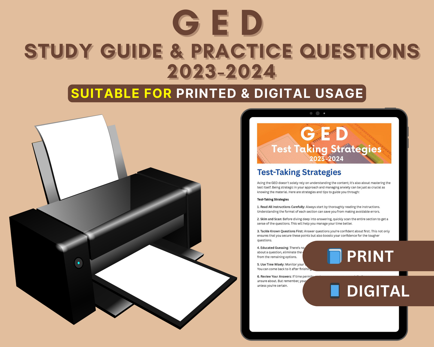 GED Exam Study Guide 2023-2024 | GED Test Prep | Math, Language Arts, Science, Social Studies | Practice Questions & Test-Taking Strategies