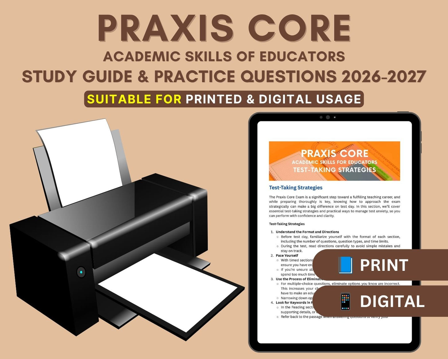 Praxis Core Academic Skills for Educators: Ultimate Study Guide for Reading, Writing, Math with 200+ Practice Questions
