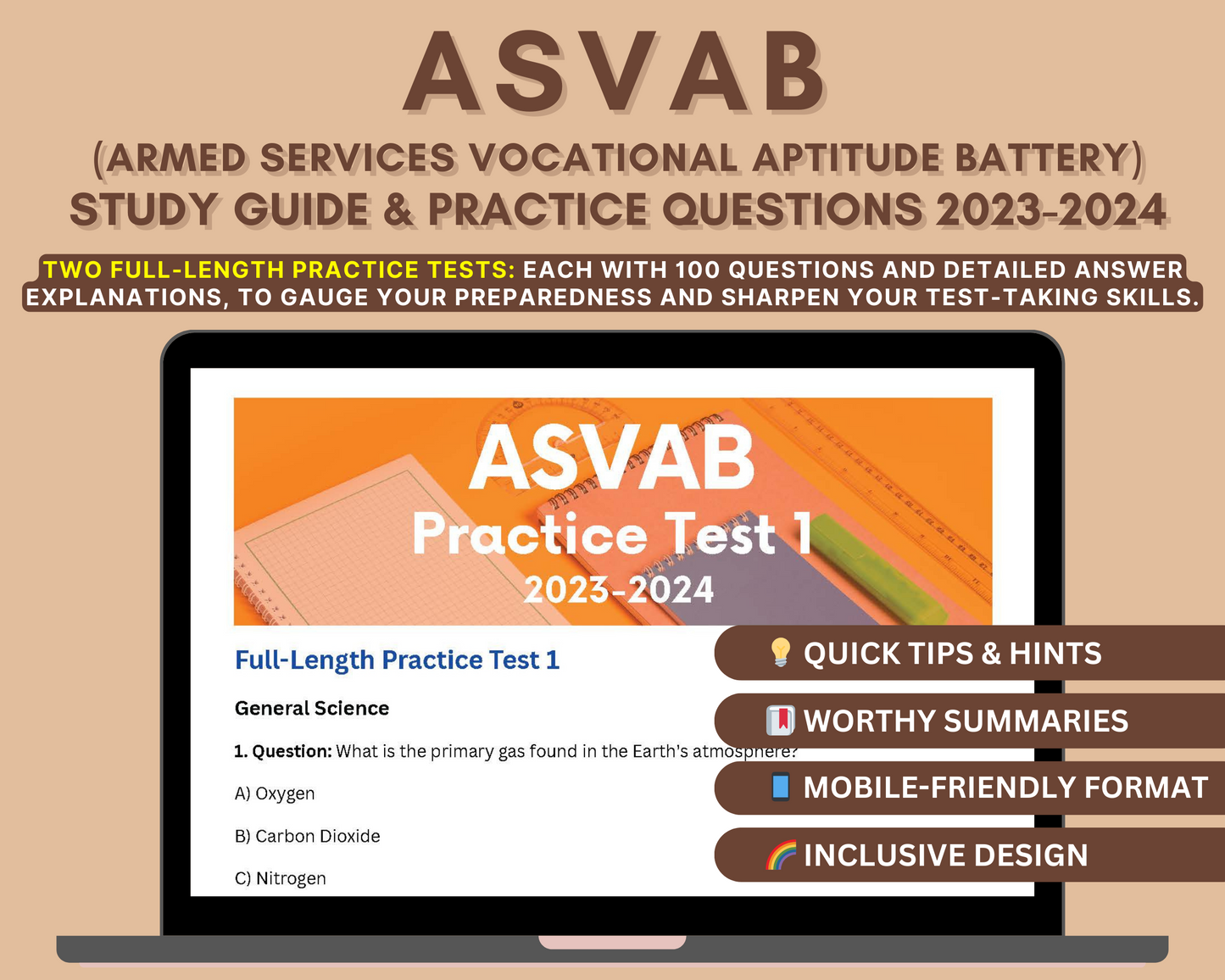 ASVAB Exam Prep Study Guide 2023-2024: In-Depth Content Review, Practice Tests & Exam Strategies for Military Careers