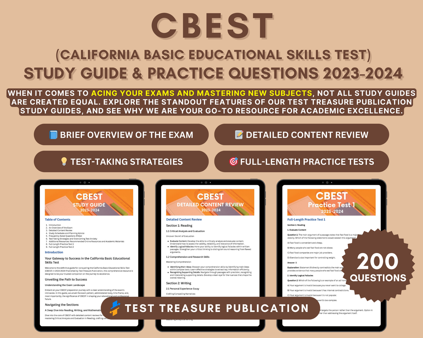 CBEST Prep Study Guide 2023-2024: In-Depth Content Review, and Practice Tests for California Teacher Credentialing Exam