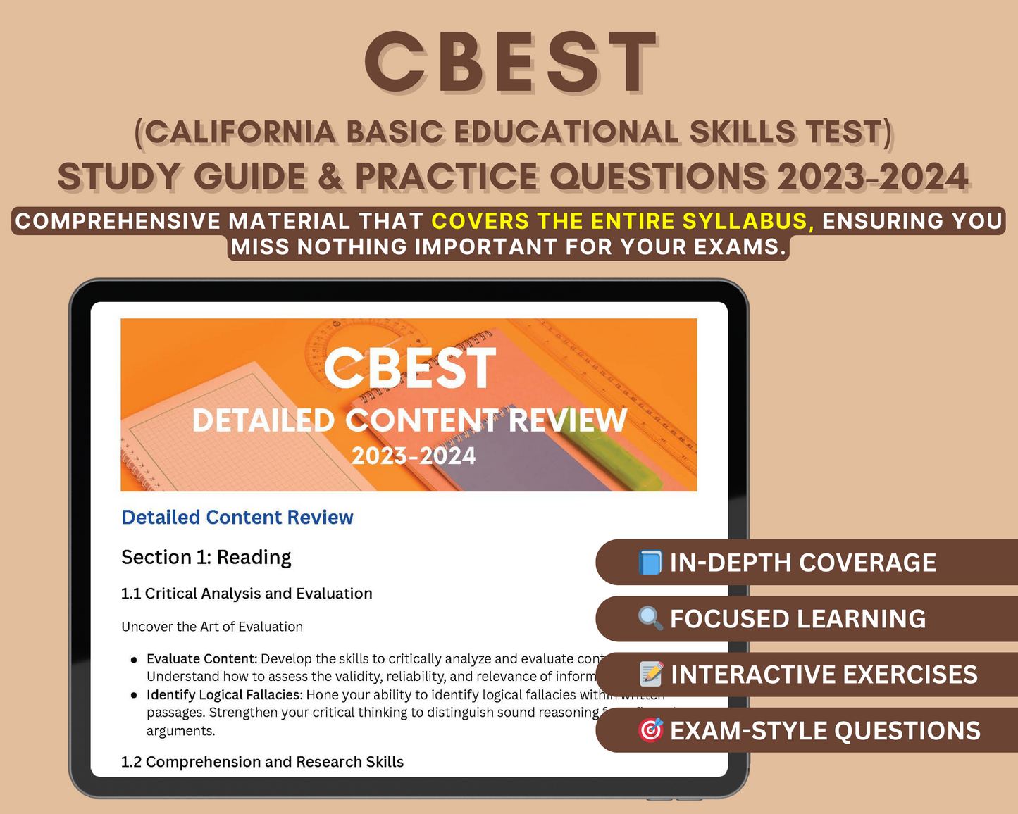 CBEST Prep Study Guide 2023-2024: In-Depth Content Review, and Practice Tests for California Teacher Credentialing Exam