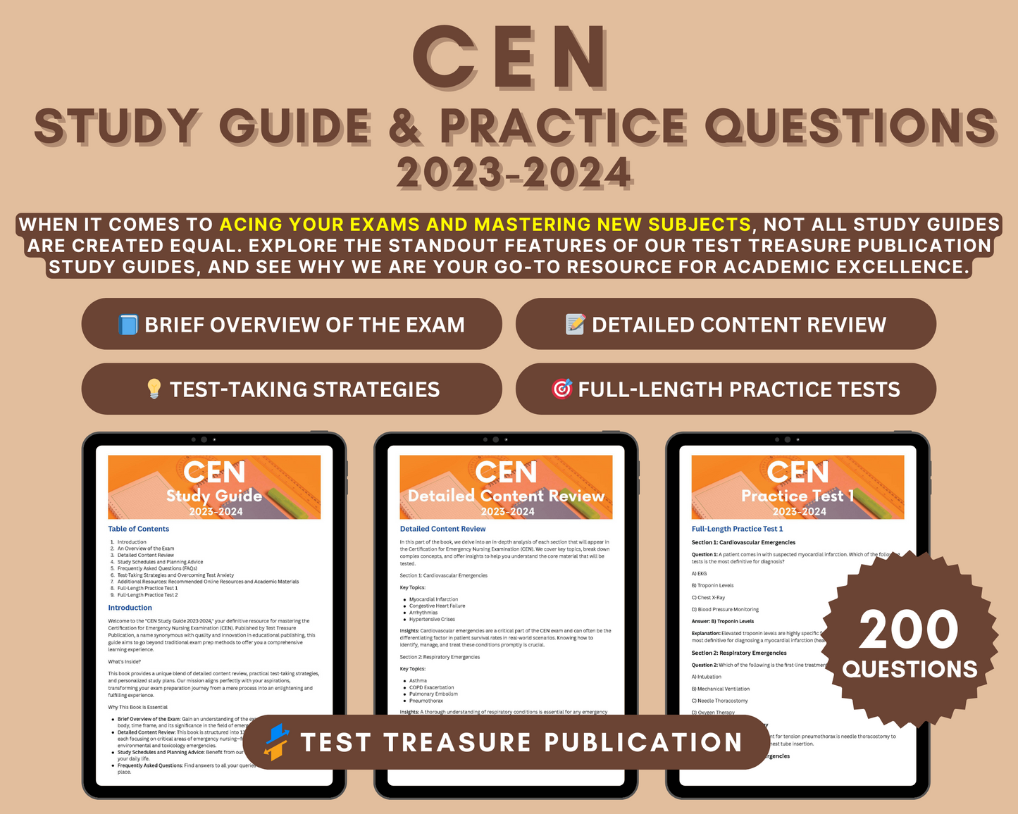 CEN Study Guide 2023-2024: Practice Questions, Detailed Answers, Tips & Strategies for Emergency Nursing Certification - CEN Exam Preparation