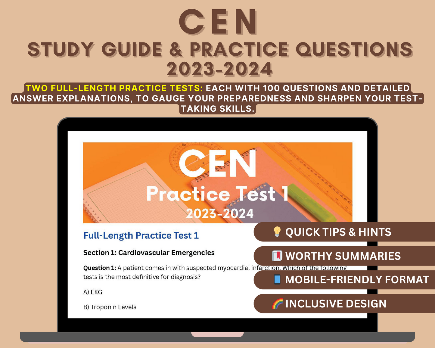 CEN Study Guide 2023-2024: Practice Questions, Detailed Answers, Tips & Strategies for Emergency Nursing Certification - CEN Exam Preparation
