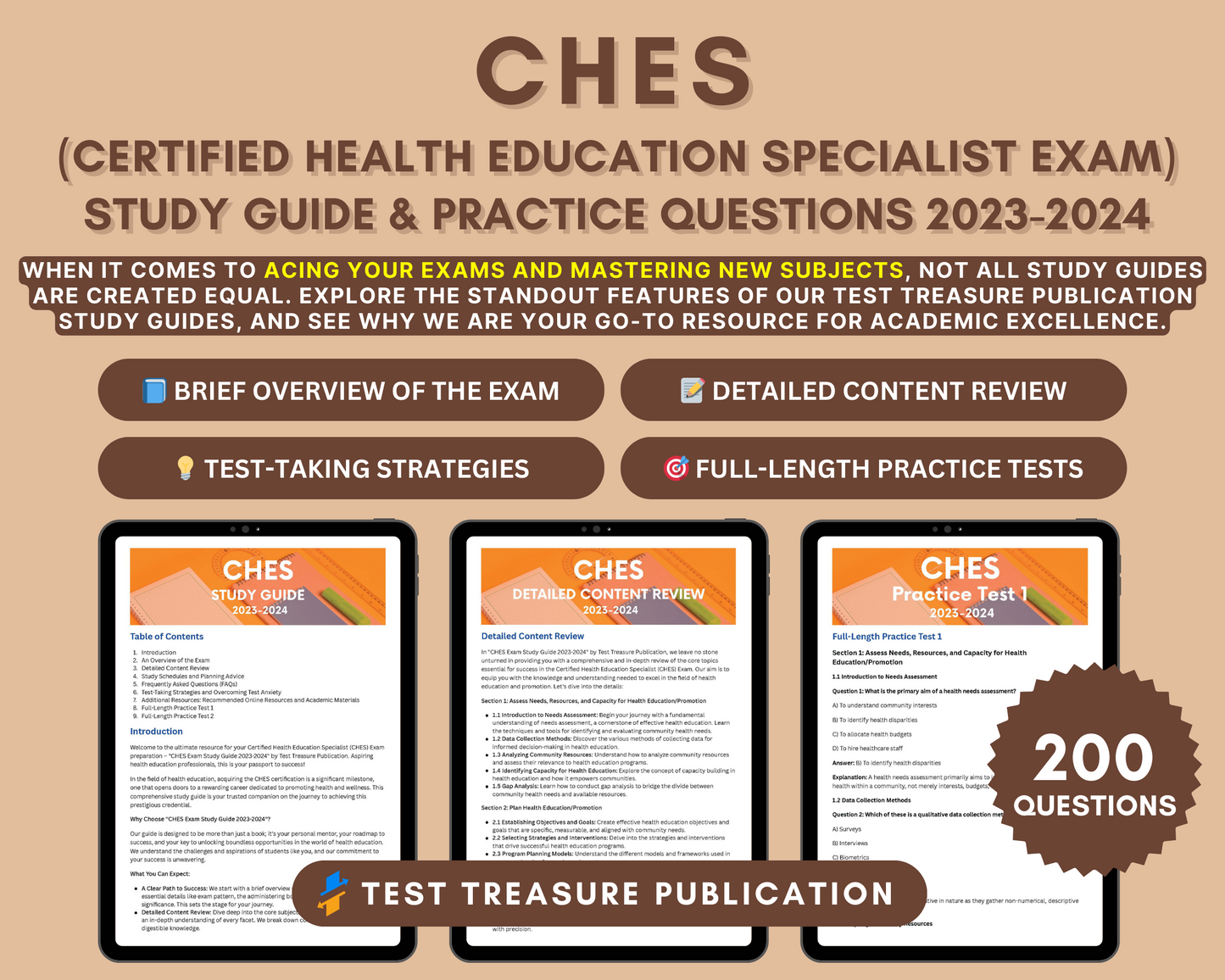 CHES Exam Study Guide 2023-2024: In-Depth Content Review, and Practice Tests for Certified Health Education Specialist